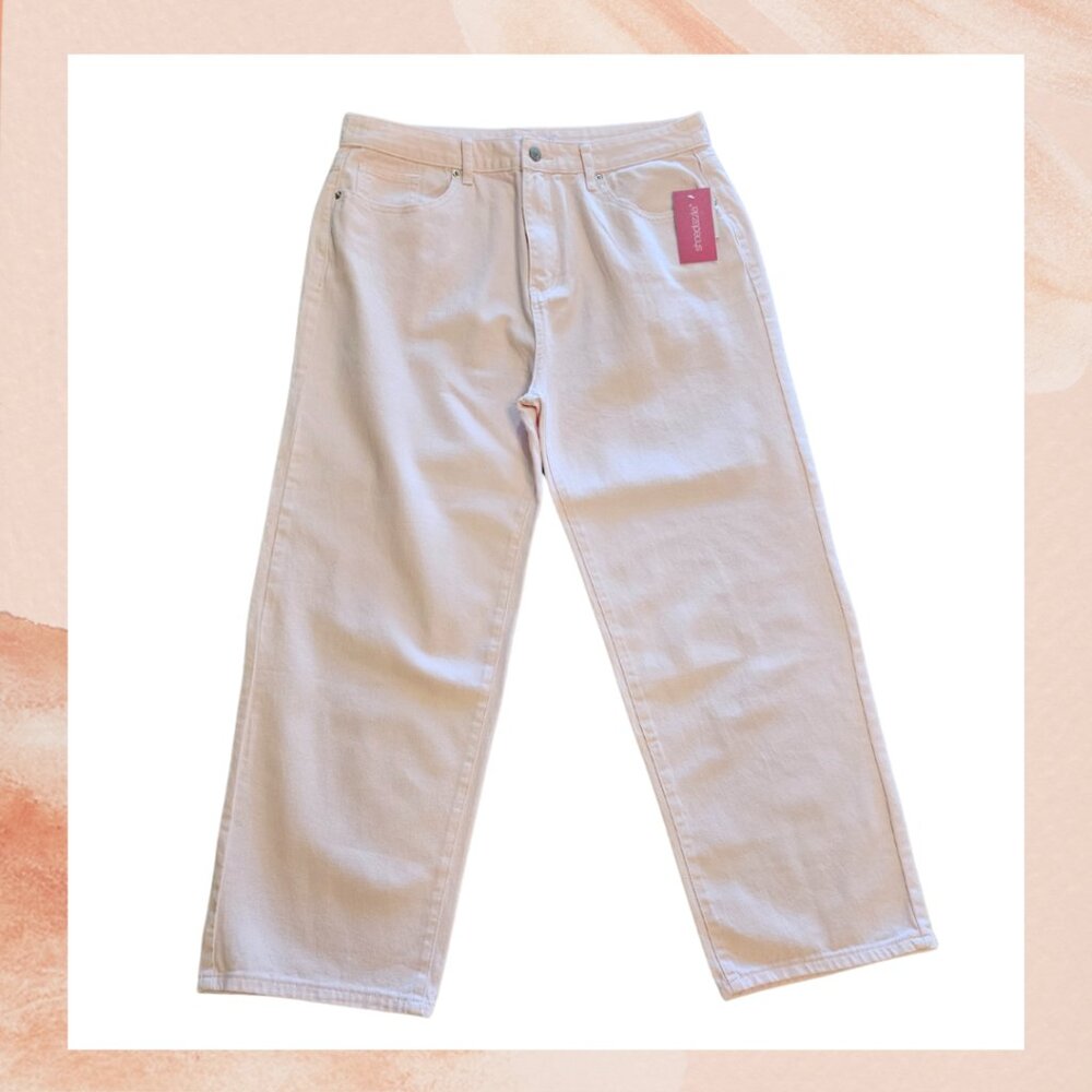 Shoedazzle Light Pink High-Rise Straight Leg Cropped Jeans - Picture 3 of 5
